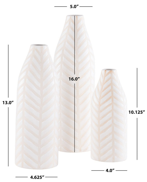 Safavieh Lovetta, Cream, Ceramic, Vase Of Set 3 XII23 Cream Ceramic RDC4007A-SET3