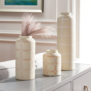 Safavieh LUETTE, Elegant Cream Ceramic Vase Set of 3 - Modern Sculptural Design for Home Decor & Centerpieces RDC4008A-SET3