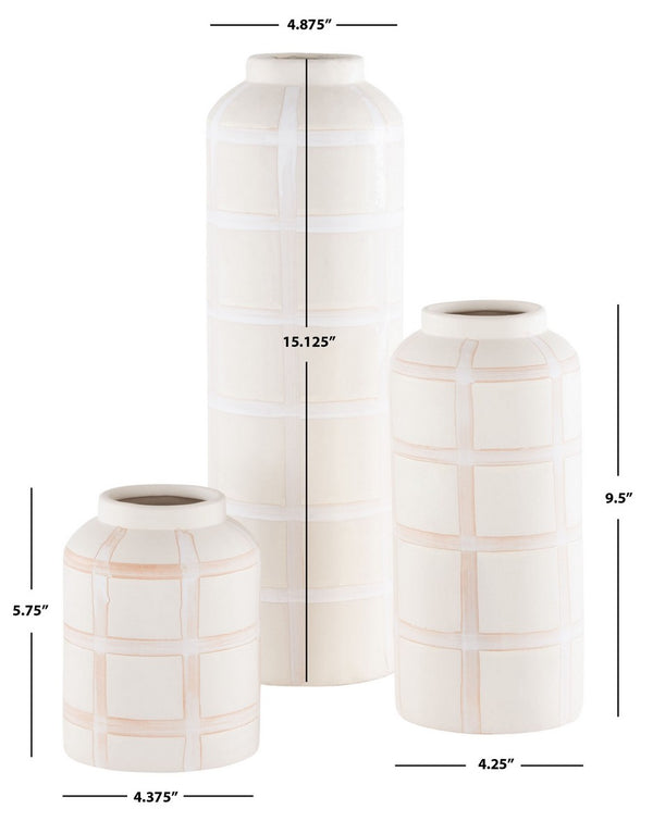 Safavieh Luette, Cream, Ceramic, Vase Set Of 3 XII23 Cream Ceramic RDC4008A-SET3