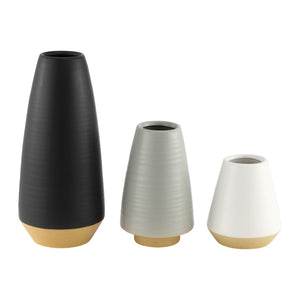 Safavieh Joetta, Black/White/Grey, Ceramic, Vase Set Of 3 Assorted Ceramic RDC4009A-SET3