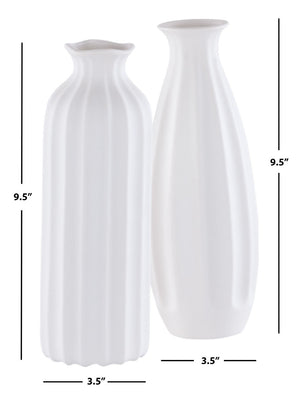 Safavieh ILSA, Elegant White Ceramic Vase Set of 2 - Sculptural Home Decor for Fresh Flowers & Stylish Accents RDC4010A-SET2
