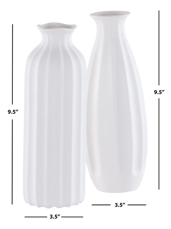 Safavieh ILSA, Elegant White Ceramic Vase Set of 2 - Sculptural Home Decor for Fresh Flowers & Stylish Accents RDC4010A-SET2