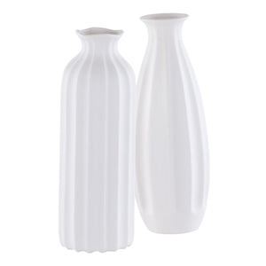 Safavieh ILSA, Elegant White Ceramic Vase Set of 2 - Sculptural Home Decor for Fresh Flowers & Stylish Accents RDC4010A-SET2