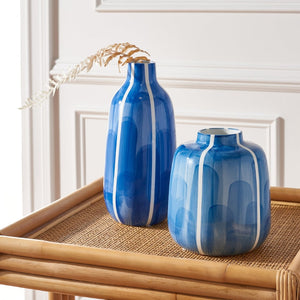 Safavieh SAORI, Coastal Blue & White Ceramic Vase Set of 2 - Handcrafted Design for Floral & Home Decor RDC4012A-SET2