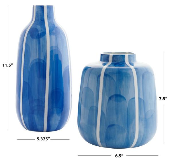 Safavieh SAORI, Coastal Blue & White Ceramic Vase Set of 2 - Handcrafted Design for Floral & Home Decor RDC4012A-SET2
