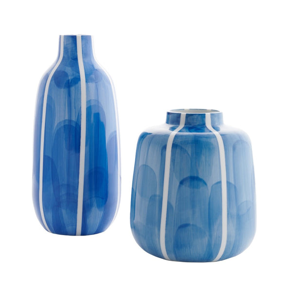 Safavieh SAORI, Coastal Blue & White Ceramic Vase Set of 2 - Handcrafted Design for Floral & Home Decor RDC4012A-SET2