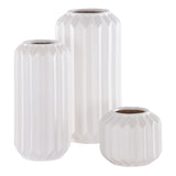 Emari, White, Ceramic, Vase Set Of 3