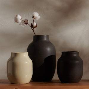 Safavieh RAYA, Elegant Charcoal & Beige Ceramic Vase Set of 3 for Modern & Transitional Home Decor RDC4014A-SET3