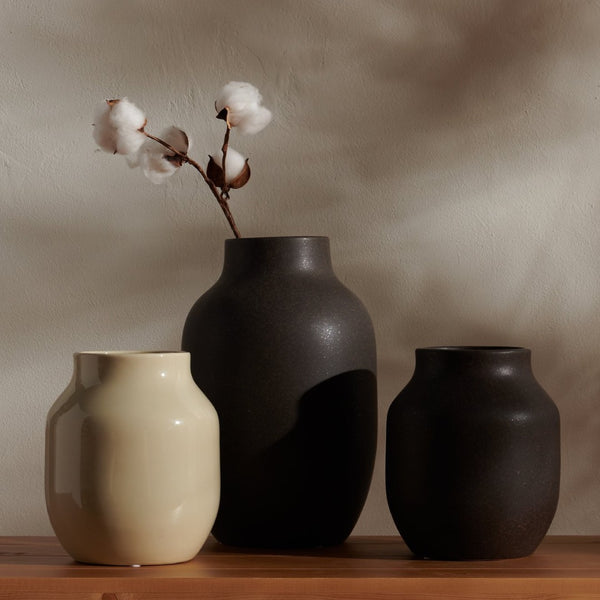 Safavieh RAYA, Elegant Charcoal & Beige Ceramic Vase Set of 3 for Modern & Transitional Home Decor RDC4014A-SET3
