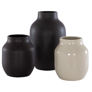 Safavieh RAYA, Elegant Charcoal & Beige Ceramic Vase Set of 3 for Modern & Transitional Home Decor RDC4014A-SET3