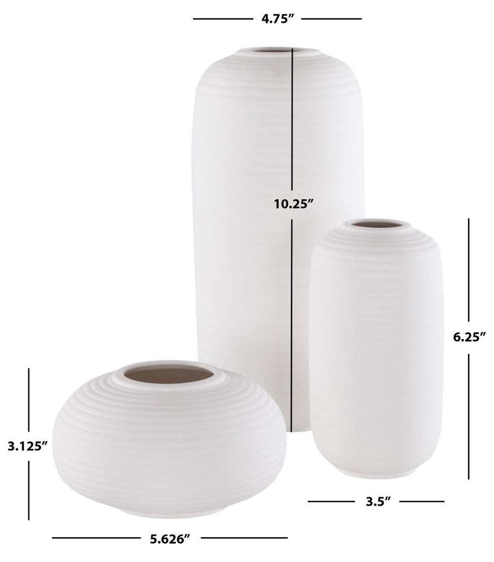 Safavieh SORA, Elegant Ivory Ceramic Vase Set of 3 - Modern Cylindrical Design for Stylish Home Décor RDC4016A-SET3