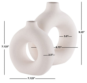Safavieh AVZA, Sculptural Beige Ceramic Vase Set of 2 - Modern Home Décor for Fresh Flowers and Accents RDC4017A-SET2