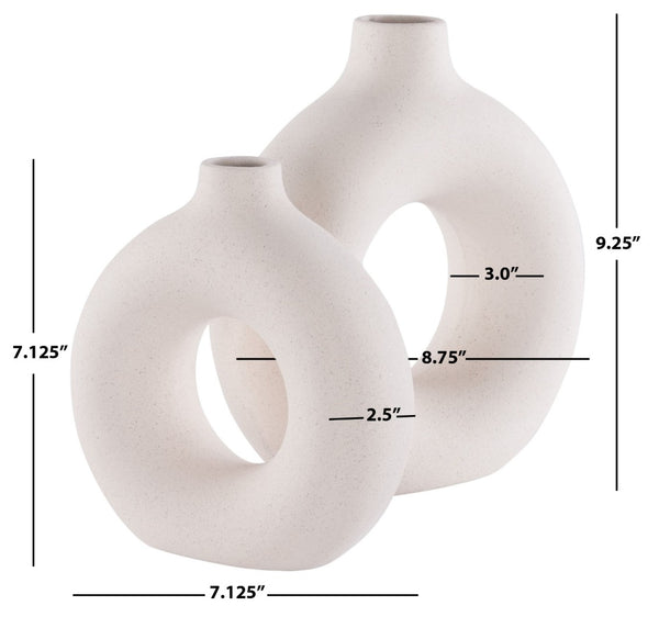 Safavieh AVZA, Sculptural Beige Ceramic Vase Set of 2 - Modern Home Décor for Fresh Flowers and Accents RDC4017A-SET2