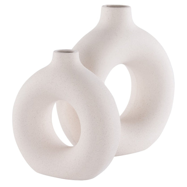 Safavieh AVZA, Sculptural Beige Ceramic Vase Set of 2 - Modern Home Décor for Fresh Flowers and Accents RDC4017A-SET2
