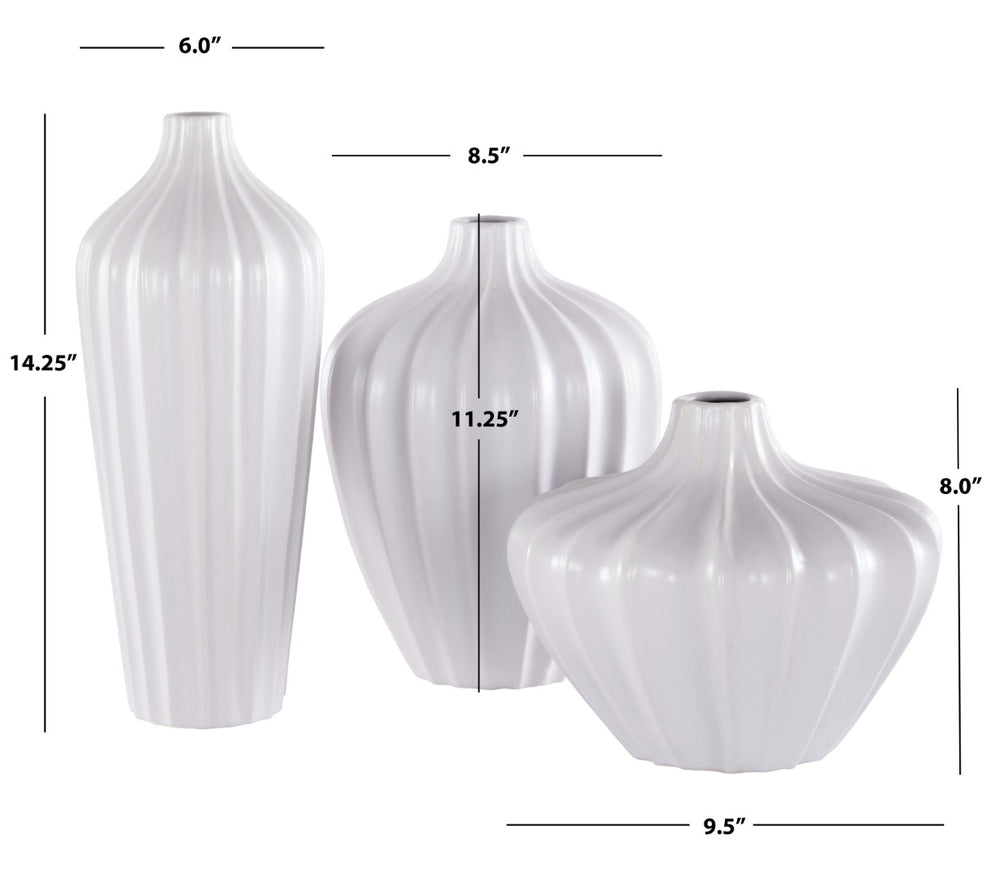 Safavieh CLEA, Sculptural Ivory Ceramic Vase Set of 3 - Bold, Textured Accent for Modern Home Decor! RDC4018A-SET3