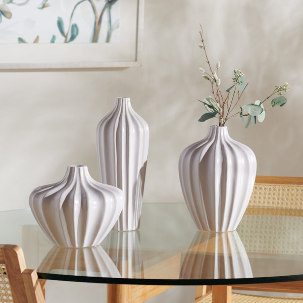 Safavieh CLEA, Sculptural Ivory Ceramic Vase Set of 3 - Bold, Textured Accent for Modern Home Decor! RDC4018A-SET3
