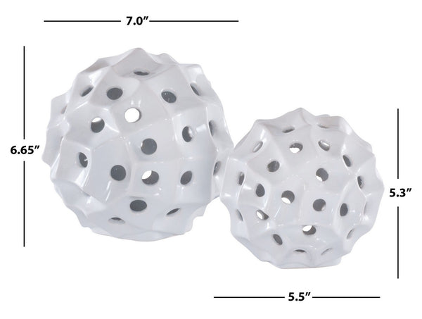 Safavieh Ovis, White, Ceramic, Table Decor Set Of 2 - Set of 2 XII23 White Ceramic RDC4019A-SET2