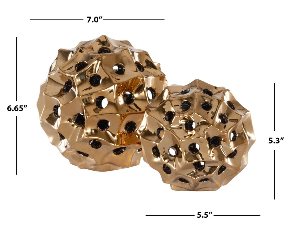Safavieh OVIS, Sculptural Ceramic Table Decor Set of 2 - Modern Art Accent for Minimalist Interiors Gold RDC4019B-SET2