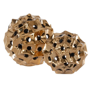 Safavieh Ovis, Gold, Ceramic, Table Decor Set Of 2 - Set of 2 XII23 Gold Ceramic RDC4019B-SET2