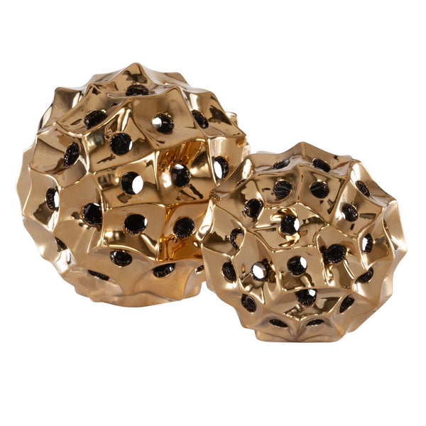 Safavieh Ovis, Gold, Ceramic, Table Decor Set Of 2 - Set of 2 XII23 Gold Ceramic RDC4019B-SET2