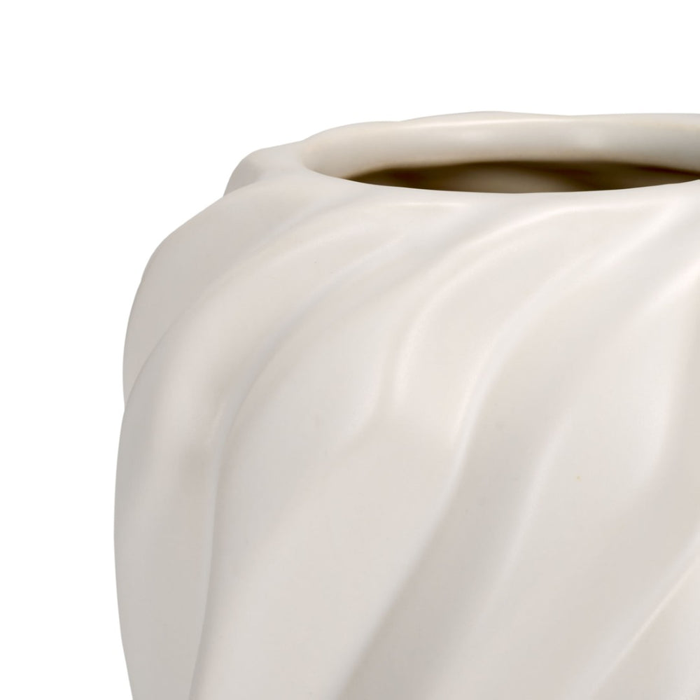 Safavieh VERDAD, Elegant Cream Ceramic Vase Set of 2 - Sculptural Wave-Textured Design for Modern Decor RDC4021A-SET2