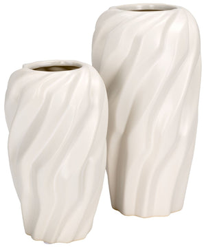 Safavieh VERDAD, Elegant Cream Ceramic Vase Set of 2 - Sculptural Wave-Textured Design for Modern Decor RDC4021A-SET2