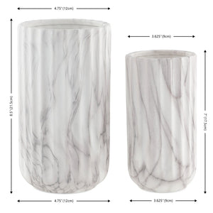 Safavieh SILENE, Elegant White Marble Ceramic Vase Set of 2 for Timeless Home Décor and Stylish Accents RDC4022A-SET2