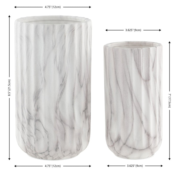 Safavieh SILENE, Elegant White Marble Ceramic Vase Set of 2 for Timeless Home Décor and Stylish Accents RDC4022A-SET2
