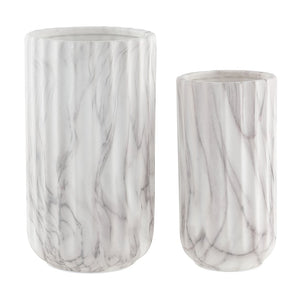 Safavieh SILENE, Elegant White Marble Ceramic Vase Set of 2 for Timeless Home Décor and Stylish Accents RDC4022A-SET2