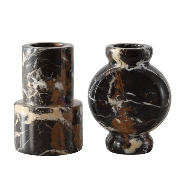 Safavieh Reign, Natural Marble Vase Set Two Sculptural Veined Stone Pieces for Shelf Decor RDC4024A-SET2