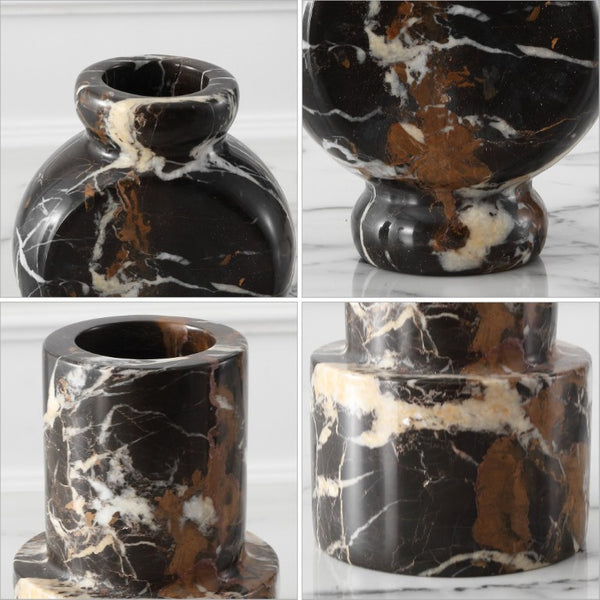 Safavieh Reign, Natural Marble Vase Set Two Sculptural Veined Stone Pieces for Shelf Decor RDC4024A-SET2