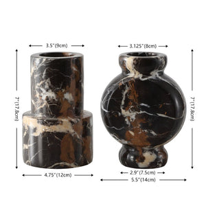 Safavieh Reign, Natural Marble Vase Set Two Sculptural Veined Stone Pieces for Shelf Decor RDC4024A-SET2