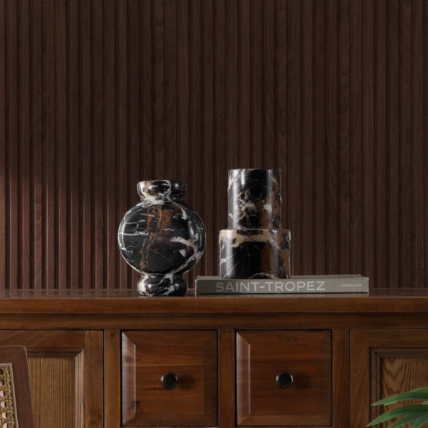 Safavieh Reign, Natural Marble Vase Set Two Sculptural Veined Stone Pieces for Shelf Decor RDC4024A-SET2