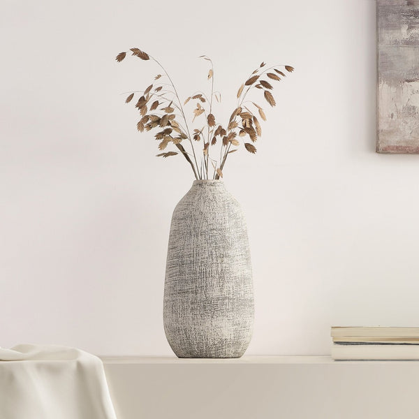 Safavieh OIA,10.75", Elegant Grey Ceramic Vase with Whitewash Finish for Stylish Home Décor Accents RDC4031A