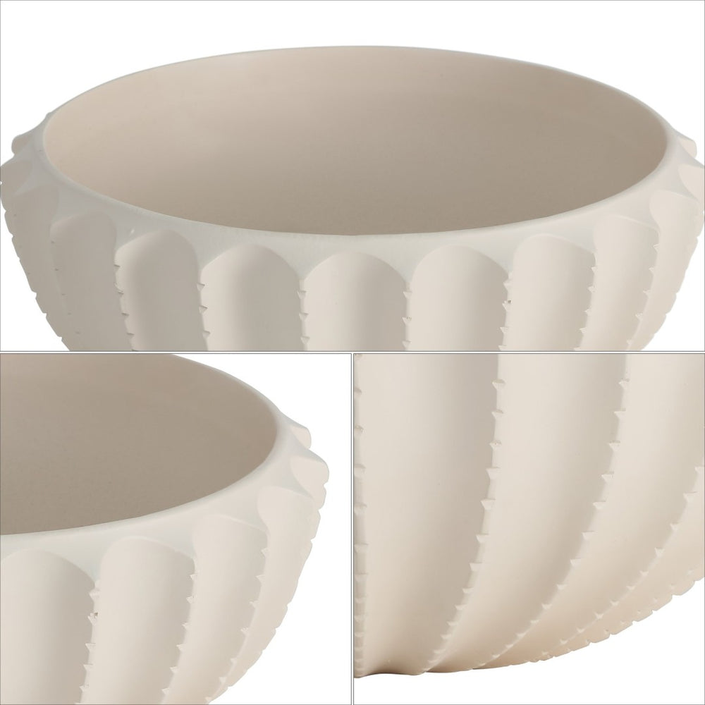 Safavieh ATZARO, Elegant 5" Cream Scalloped Resin Bowl - Coastal-Inspired Centerpiece for Any Space! RDC4033A