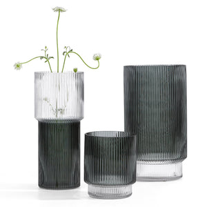 Safavieh Zinc, Elegant Blue-grey Fluted Glass Vase Set Of 3 - Perfect For Floral Arrangements & Decor Blue Grey Glass Rdc4034a-set3