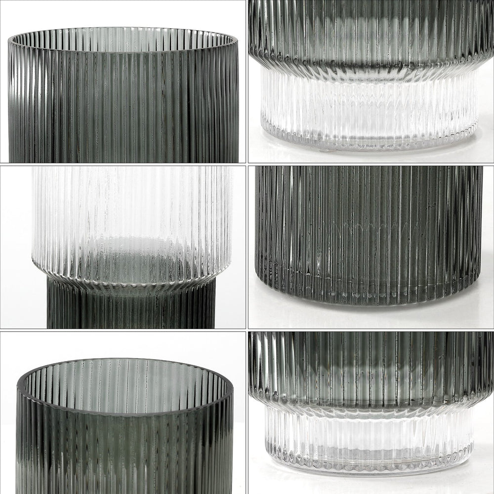 Safavieh Zinc, Elegant Blue-grey Fluted Glass Vase Set Of 3 - Perfect For Floral Arrangements & Decor Blue Grey Glass Rdc4034a-set3