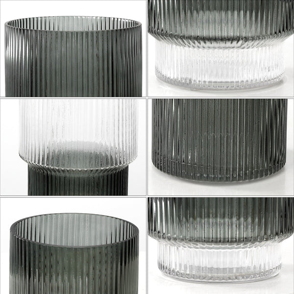 Safavieh Zinc, Elegant Blue-grey Fluted Glass Vase Set Of 3 - Perfect For Floral Arrangements & Decor Blue Grey Glass Rdc4034a-set3