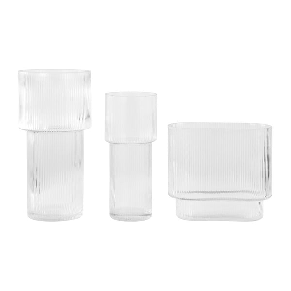 Safavieh CEVA, Elegant Clear Fluted Glass Vase Set of 3 - Perfect for Centerpieces & Stylish Home Decor RDC4036A-SET3