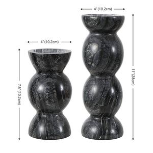 Safavieh Rhodes, Elegant Grey Marble Candle Holder Set Of 2 – Versatile For Pillar & Taper Candles, Chic Decor Grey Marble Rdc4037a-set2