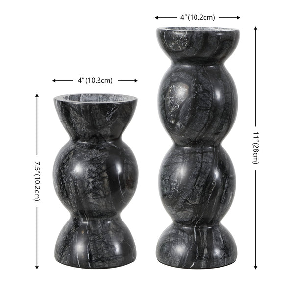 Safavieh Rhodes, Elegant Grey Marble Candle Holder Set Of 2 – Versatile For Pillar & Taper Candles, Chic Decor Grey Marble Rdc4037a-set2