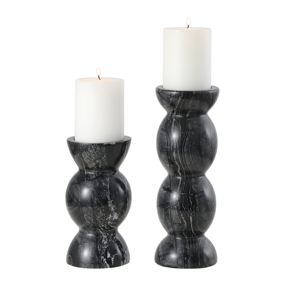 Safavieh Rhodes, Elegant Grey Marble Candle Holder Set Of 2 – Versatile For Pillar & Taper Candles, Chic Decor Grey Marble Rdc4037a-set2