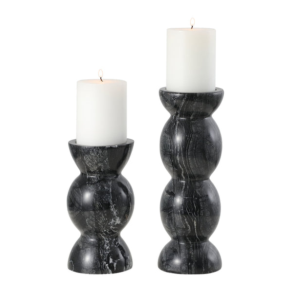 Safavieh Rhodes, Elegant Grey Marble Candle Holder Set Of 2 – Versatile For Pillar & Taper Candles, Chic Decor Grey Marble Rdc4037a-set2