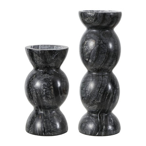 Safavieh Rhodes, Elegant Grey Marble Candle Holder Set Of 2 – Versatile For Pillar & Taper Candles, Chic Decor Grey Marble Rdc4037a-set2