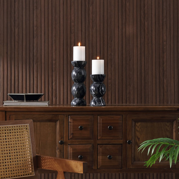 Safavieh Rhodes, Elegant Grey Marble Candle Holder Set Of 2 – Versatile For Pillar & Taper Candles, Chic Decor Grey Marble Rdc4037a-set2