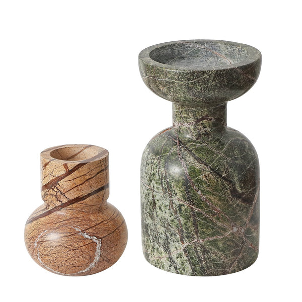 Safavieh Odessa, Luxurious Multi-pillar/Taper Marble Candle Holder Set Of 2 - Elevate Your Home Décor! Multi Marble Rdc4038a-set2