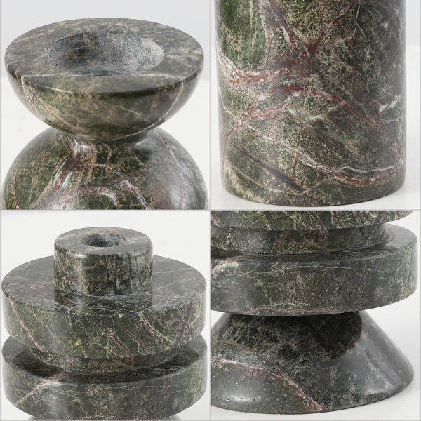 Safavieh Thea, Elegant Green Marble Candle Holder Set Of 2 – Artful Taper & Pillar Display For Home Décor Green ,Red Marble Rdc4039a-set2