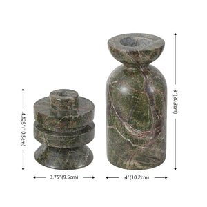 Safavieh Thea, Elegant Green Marble Candle Holder Set Of 2 – Artful Taper & Pillar Display For Home Décor Green ,Red Marble Rdc4039a-set2