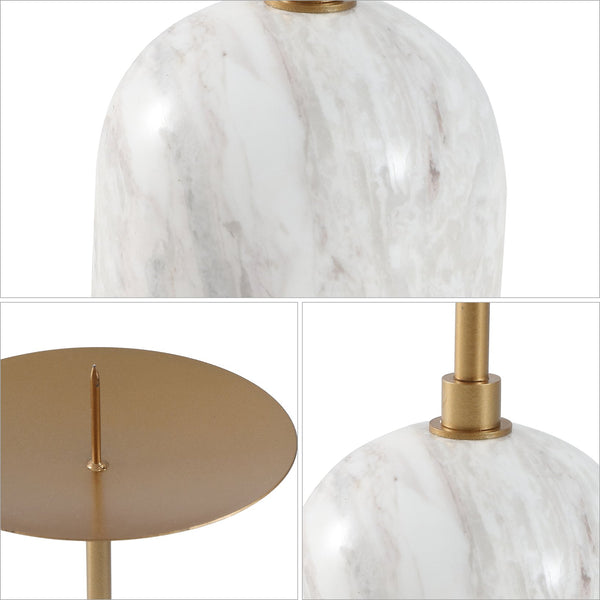 Safavieh Hara, Elegant White/Gold Marble & Metal Candle Holder Set Of 2 - Modern Chic Home Décor Accent White ,Gold Marble+Iron Rdc4042a-set2