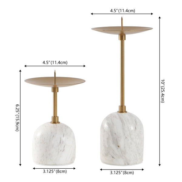 Safavieh Hara, Elegant White/Gold Marble & Metal Candle Holder Set Of 2 - Modern Chic Home Décor Accent White ,Gold Marble+Iron Rdc4042a-set2